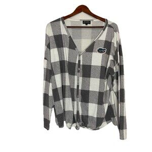 Florida Gators Plaid Tie Front Long Sleeve Shirt Top Game Day Couture Womens XL
